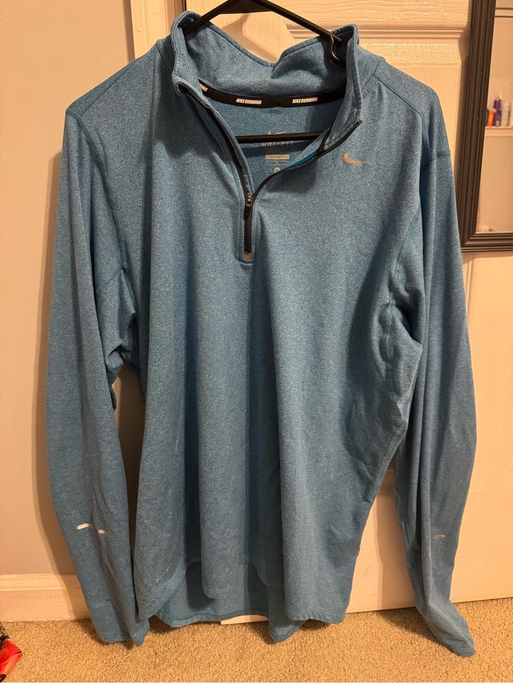 Nike Blue Dri-FIT Heathered 1/4 Zip Running Top